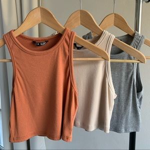 Shein basic cropped ribbed tanks